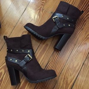 Brown high heeled booties. Worn once!